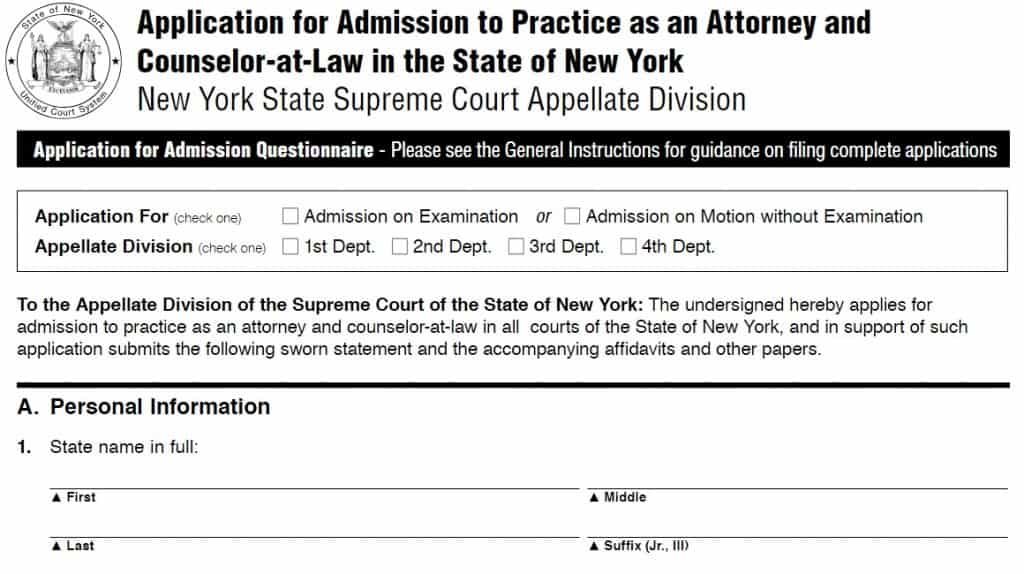 New York Bar Exam Application